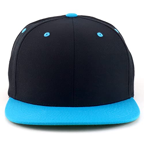 Trendy Apparel Shop Oversize XXL Structured Blank Flatbill Snapback Cap - color: Black Teal, size: XX-Large