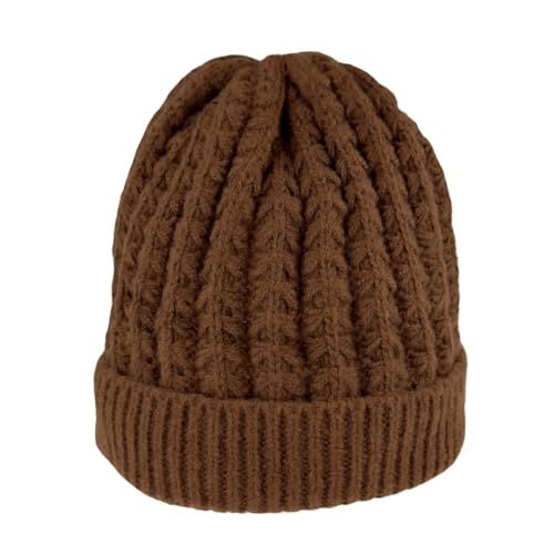 Humble Hilo Knit Hats Beanies for Women Winter Pom Beanie Men or Women Beanies Cable Knit Beanie - color: Brown