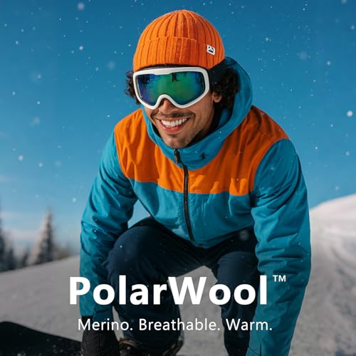 TOP-EX PolarWool™ L/XL/XXL 100% Merino Wool Beanie Fleece Lined Hat Watch Cap for Cold Weather Winter Warm - color: Orange, size: Large