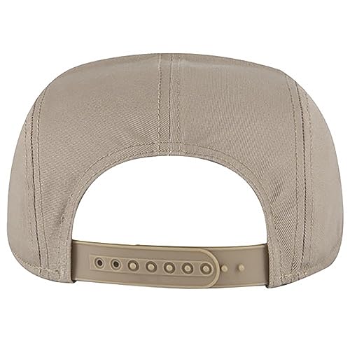 Ashen Fane 5 Panel Superior Cotton Twill Square Flat Visor Adjustable Camper Hat - color: Snapback-dk. Khaki