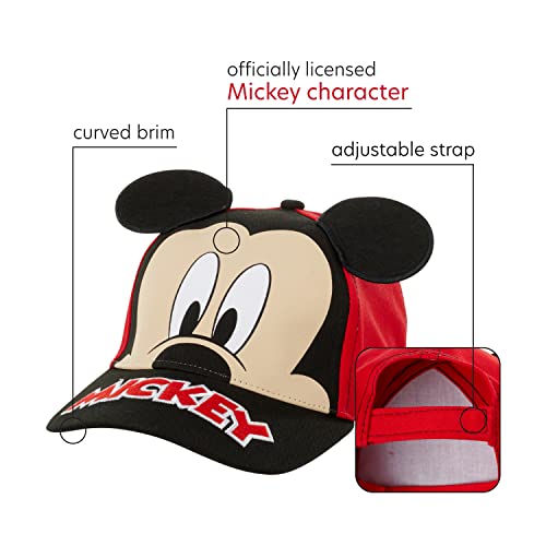 Disney Boys' Baseball Cap, Mickey Mouse Adjustable Toddler Hat, Ages 2-4 Or Boy Hats for Kids Ages 4-7 - color: Mickey Mouse Ears Red, size: 2-4T
