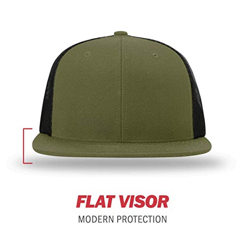 Richardson Unisex 511 Flatbill Trucker Adjustable Snapback Baseball Cap - color: Loden/Black