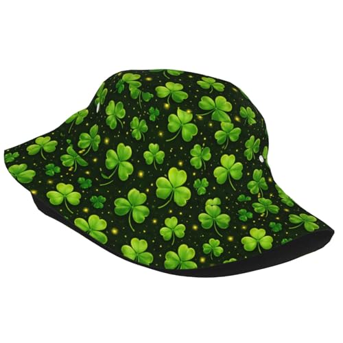 Bucket Hat Unisex for Men Women Cute Funny Fashion Fishing Hat Trippy Art Casual Fisherman Cap - color: Clover