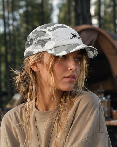 Croogo Camo 5 Panel Running Cap Quick Drying Short Brim Hats for Sports - color: Frost Camo
