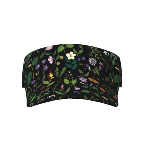 Sports Sun Visor Hats Adjustable Men Women Lightweight Packable Cooling Empty Top Visor Hat for Running, Tennis, Golf - color: Wildflowers