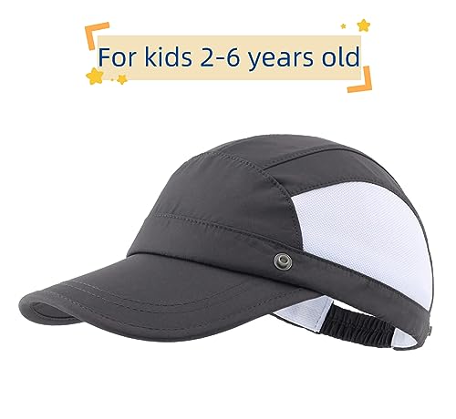 Connectyle Kids Sun Hat with Removable Neck Flap UPF 50+ Sun Protection Baseball Cap Summer Beach Sun Hats 3-6 Years - color: Dark Grey
