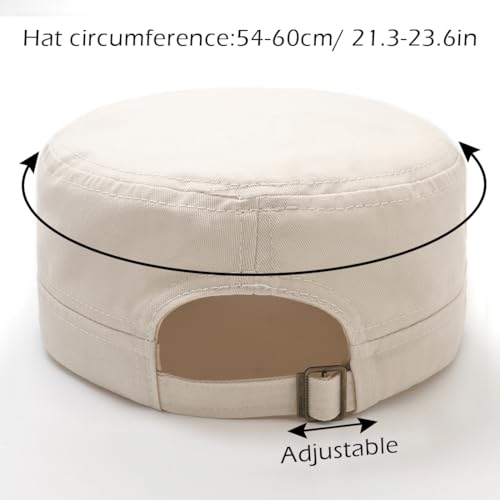 Unisex Army Cadet Cap Military Flat Top Basic Baseball Caps - color: White