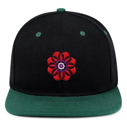 Flower Ornament Hip-Hop Snapback Hat Embroidered Baseball Cap Floral Embellishment - color: 17. Black/Green