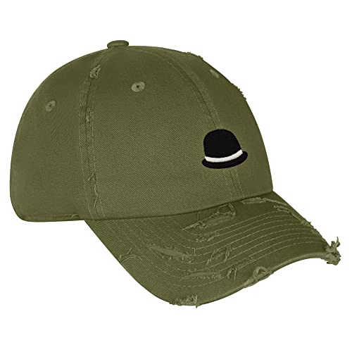 JPAK Bowler Hat Vintage Dad Hat Frayed Embroidered Cap Funny - color: Olive Green