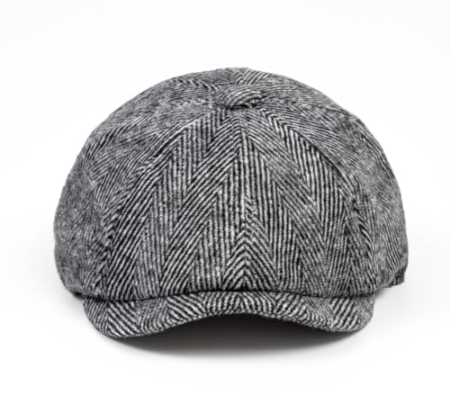 Quanhaigou Newsboy Flat Cap, Men's Vintage Gatsby Ivy Cabbie Hat, Beret Golf Driving Hats - color: 8 Panel Light Grey