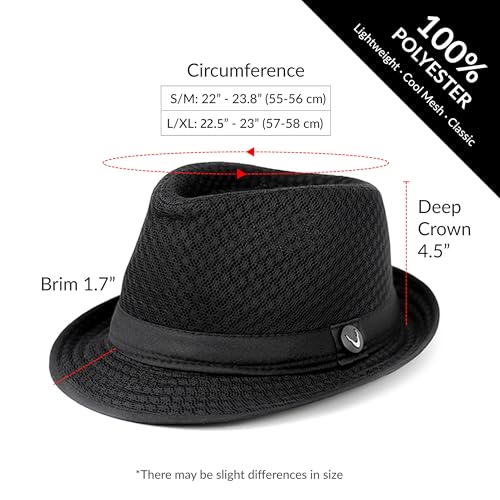 The Hat Depot Light Weight Classic Soft Cool Mesh Crushable Fedora hat - color: Grey, size: Small-Medium
