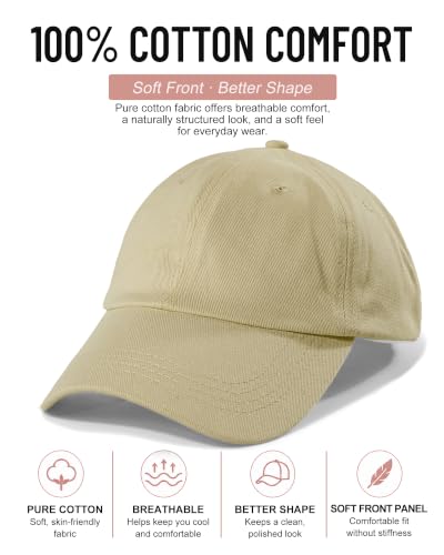 Lvaiz Womens Satin Lined Baseball Cap Washed Cotton Adjustable Dad Hat - color: Khaki