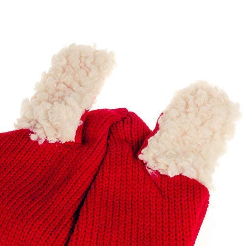 Scarf Woolen Earflap Hood Warm Skull Knit Caps,Crochet Earflap Pilot Hats Beanie Cap for Toddlers Baby Girls and Boys - color: Hat4-red
