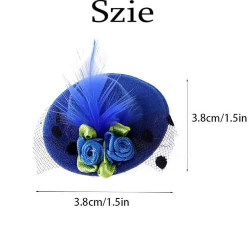 Women's Mini Top Hat Fascinator Hair Clips with Feather