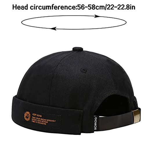 XYIYI Mens Docker Cap Brimless Hats Skullcap Worker Sailor Cap Rolled Cuff Retro Beanie Hat - color: Keep Going Black
