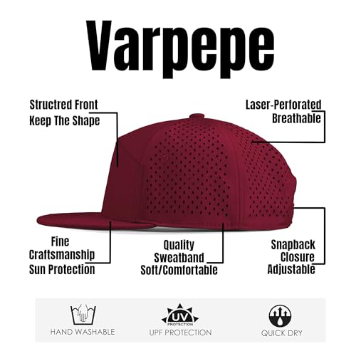 Performance Snapback Hats for Men Women,Flat Bill Cap,Golf,Running,Workout - color: 22.maroon