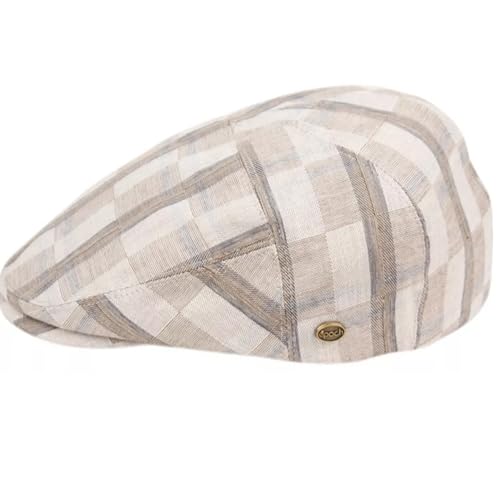 Men’s Cotton Flat Ivy Cap Lightweight Breathable Driving Hat Classic Golf Cabbie Newsboy Style Cap - color: Gray Plaid-iv4022, size: Small-Medium