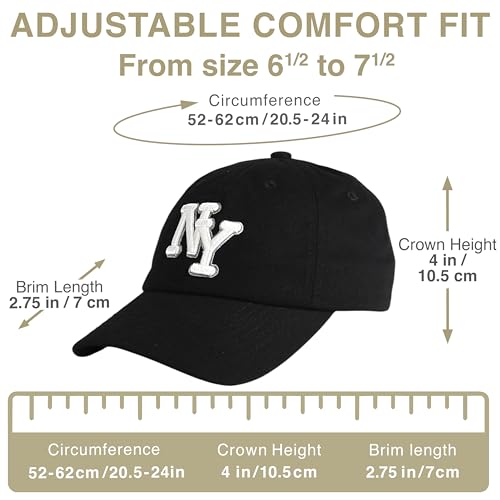 NY 3D Embroidered Dad Hat - New York Baseball Cap - color: Black