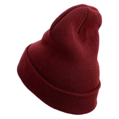 e4Hats.com 12 inch Cuffed Knit Long Beanie - color: Maroon