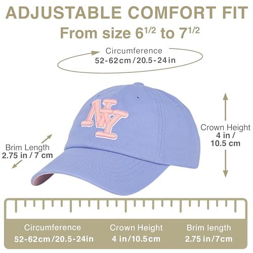 NY 3D Embroidered Dad Hat - New York Baseball Cap - color: Lavender Pink