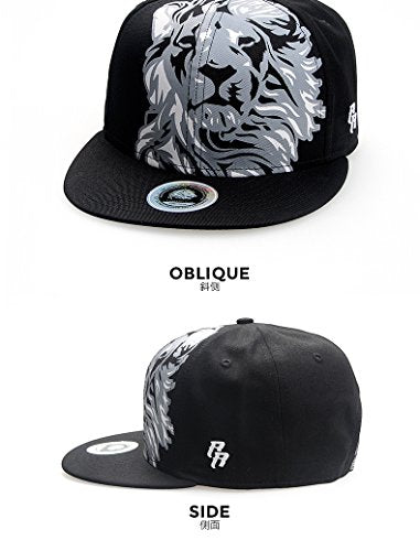 RIOREX Hip hop caps Fashion Animal Embroidery Baseball Cap for Men Adjustable Leather Belt Strapback Baseball Cap - color: Black-1