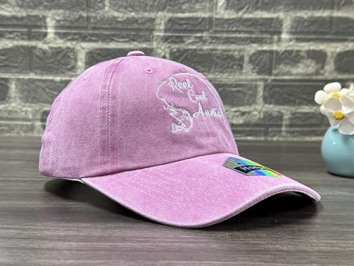 Fishing Baseball Cap for Men Women, Adjustable Embroidered Fish Hat - color: Auntie (Washed Pink)