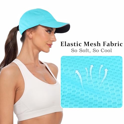 GADIEMKENSD Women's Race Day Running Cap Performance Mesh Hat - Excellent Ventilation, Lightweight, Reflective Safety - color: Sky Blue