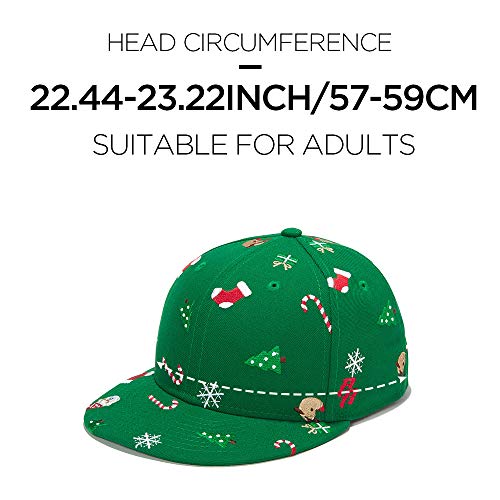 RIOREX Hip hop caps Fashion Animal Embroidery Baseball Cap for Men Adjustable Leather Belt Strapback Baseball Cap - color: Adult-green-christmas