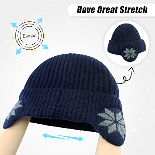 BAVST Hat for Men Knitted Beanie Women Winter Hats Men’s Stretchy Caps Outdoor Beanies Fleece Lined Ear Warmer - color: X-navy
