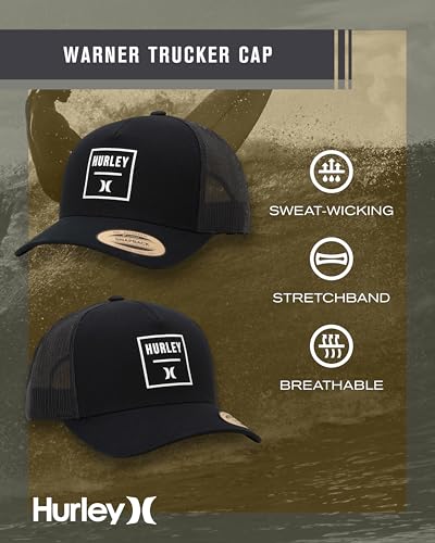 Hurley Mens Trucker Hat Fairway Mesh Trucker Hat, Quick Dry Snapback - color: Black