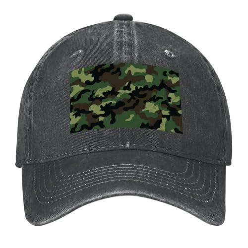 Vintage Baseball Cap Cotton Adjustable Dad Hats Washed Cowboy Hat Green Military Camo Trucker Hat for Men Women - color: Washed Black-style