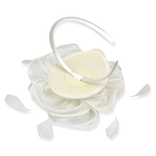 AQOKKA Women Fascinators Hats Flower Fascinators with Headband and Clip Tea Party Headwear for Women and Girls - color: 8.2" Diameter / White