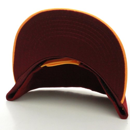 Original Team Coach Snapback Hat Classic Layered Arched Letters Flat Bill Cap - color: Burgundy Gold Hat White Gold Letters