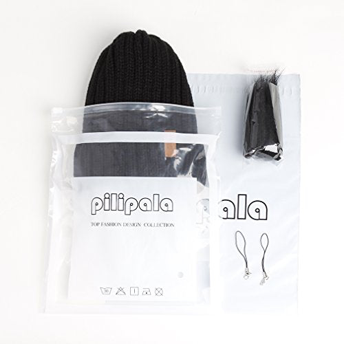Pilipala Womens Knit Beanies Hats with Fur Pom Bobble Hat Skull Cap Cable Beanie for Women
