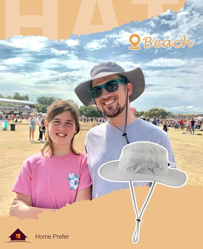 Home Prefer UPF 50+ Men's Sun Hat Wide Brim Bucket Hat UV Protection Hat for Mens Womens Beach Safari Gardening Golf Fishing - color: Grey