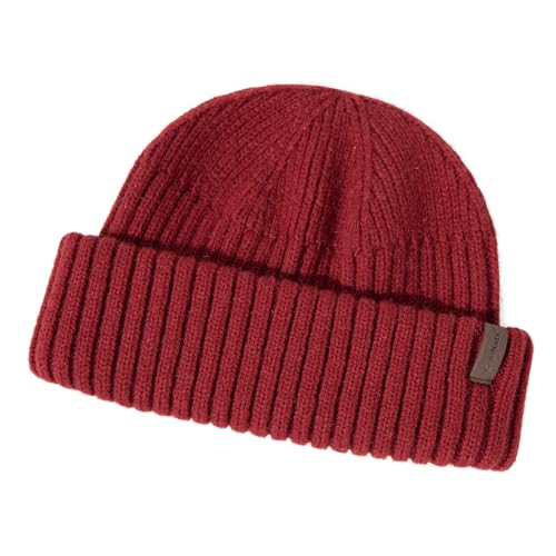 Comhats M/L/XL/XXL Short Fisherman Beanies Hat Knit Trawler Winter Fall Spring Hat Light Warmth Skull Cap for Men Women - color: Red, size: Medium-Large