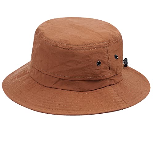 Croogo Sun Hats for Women UV Protection Summer Bucket Hat Waterproof Packable Fishing Hats Wide Brim Hiking Hat Gardening Hat - color: Afh02-brick Red