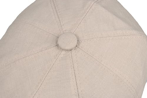 8 Panel Newsboy Cap – Linen Blend with 100% Cotton Lining - color: Ivory, size: Large