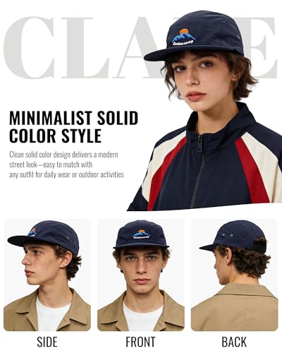 CLAPE Quick Dry 5 Panel Hat, Moisture-Wicking Water-Resistant Flat Brim Cap - color: Dfb3-khaki