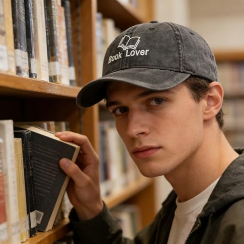 Embroidered Book Lover Baseball Cap for Men Women, Funny Washed Cotton Classic Dad Hat, Reading Lover Gift Idea - color: Book Lover, Black