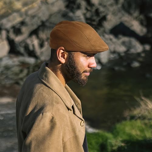 Xinveen Suede Cap Newsboy Hat Elastic Adjustment Beret Ivy Cap Irish Cabbie Driving Hunting Hats - color: Coffee