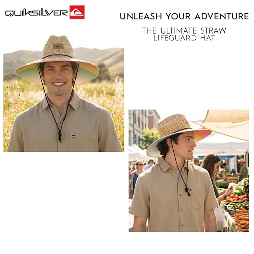 Quiksilver Men's Wide Brim Outdoor Lifeguard Straw Sun Hat - color: Papaya, size: Large-X-Large