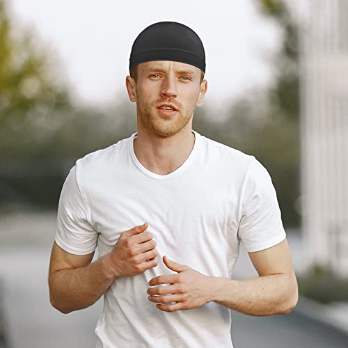 6 Pcs Skull Cap Sweat Wicking Helmet Liner Breathable Cycling Beanie Running Sports Hat Cooling Head Wraps for Men - color: Black Pack