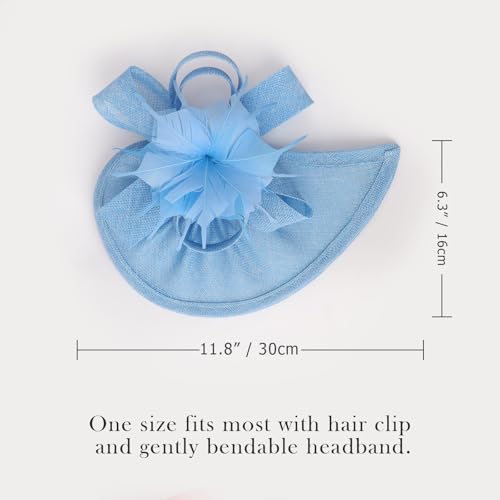 AQOKKA Women Fascinators Hats Flower Fascinators with Headband and Clip Tea Party Headwear for Women and Girls - color: Light Blue Feather Flower a