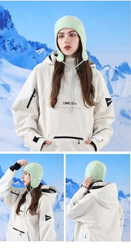 Mens Womens Warm Fleece Beanie Soft Winter Hat with Ear Flaps Windproof Ski Snow Cycling Skull Cap Helmet Liner - color: Sage Green