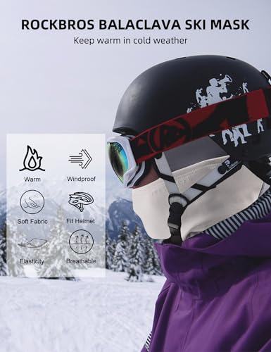 ROCKBROS Windproof Thermal Balaclava Ski Mask for Men and Women Cycling - color: Light Gray & Dark Gray