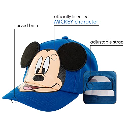 Disney Boys' Baseball Cap, Mickey Mouse Adjustable Toddler Hat, Ages 2-4 Or Boy Hats for Kids Ages 4-7 - color: Mickey Mouse Ears Blue, size: 4-7 Years