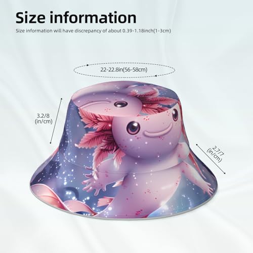 Pink Axolotls Bucket Hat Summer Beach Sun Hat Packable Fisherman Cap - color: Pink Axolotls 9