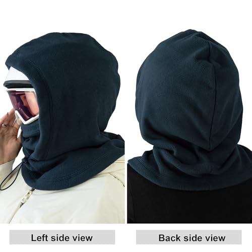 Fleece Balaclava Over Helmet - Warm Helmet Ninja Hood - Snowboard Hooded Hat Neck Gaiter Ski Mask - color: Jeans, size: One Size