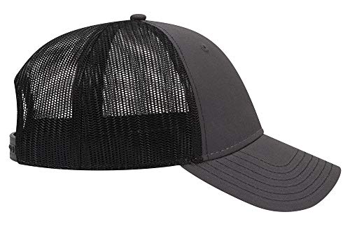 OTTO 6 Panel Low Profile Contrast Vertical Mesh Back Cap - color: Ch.gry/Blk/Blk